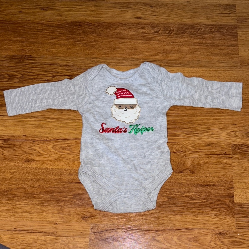 Festive Santa's Helper Gray Bodysuit
